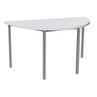 Table de réunion Demi-lune - 120 x 60 cm - Pieds carrés aluminium - Blanc perle