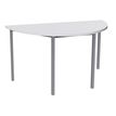 Table de réunion Demi-lune - 160 x 80 cm - Pieds carrés aluminium - Blanc perle