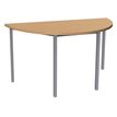 Table de réunion Demi-lune - 140 x 70 cm - Pieds carrés aluminium - imitation hêtre