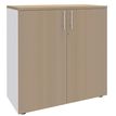 Armoire mi-haute IDRA/DUAL -  L80 x H102 x P47 - 2 portes - 2 tablettes métal DS - Corps blanc  - Portes et dessus Chêne clair