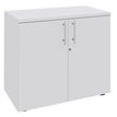 Armoire basse IRIS - H72 x L80 x P47 - 2 portes - Corps Blanc perle - Dessus et portes Blanc perle