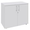 Armoire basse 2 Portes INEO/LEVEL/STEELY/WOODY - H72 x L80 x P47 - Corps blanc - Dessus et Portes Blanc perle