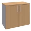 Armoire basse IDRA/DUAL - H72 x L80 x P47 - 2 portes - Corps alu - Dessus et portes imitation Hêtre