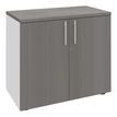 3253310161825-Armoire basse IDRA/DUAL - H72 x L80 x P47 - 2 portes - Corps blanc - Dessus et portes imitation Chêne --0