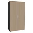 Armoire haute IDRA/DUAL - H180 x L80 x P47 - 2 portes - Corps anthracite - Portes et dessus imitation Chêne clair