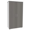 Armoire haute IDRA/DUAL - H180 x L80 x P47 - 2 portes - Corps blanc- Portes et dessus imitation chêne gris