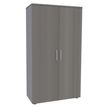 Armoire haute IDRA/DUAL - H180 x L80 x P47 - 2 portes - Corps alu - Portes et dessus imitation chêne gris