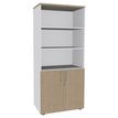 3253310147560-Armoire Bibliothèque haute INEO/LEVEL/STEELY/WOODY - Corps blanc - Portes et dessus Chêne clair--0
