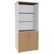 2012348123615-Bibliothèque IDRA/DUAL  avec 2 portes basses - L80 x H180 x P47 - Corps blanc - Portes et dessus imita--0