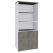 Bibliothèque IDRA/DUAL  avec 2 portes basses - L80 x H180 x P47 - Corps blanc - Portes et dessus imitation Chêne gris
