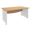 Bureau droit DUAL - L120 - Pieds blanc - plateau imitation Hêtre