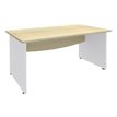 Bureau droit DUAL - L120 - Pieds blanc - plateau imitation Erable