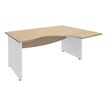 Bureau compact à droite DUAL - L160 cm - Pieds blanc - plateau imitation Chêne clair (Pieds de renfort ou caisson bout de bureau obligatoire à rajouter - non inclus)