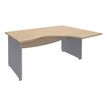 Bureau compact à droite DUAL - L160 cm - Pieds alu - plateau imitation Chêne clair (Pieds de renfort ou caisson bout de bureau obligatoire à rajouter - non inclus)