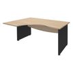 Bureau compact à gauche DUAL - L160 cm - Pieds Anthracite - plateau imitation Chêne clair (Pieds de renfort ou caisson bout de bureau obligatoire à rajouter - non inclus)
