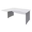 Bureau compact à gauche DUAL - L180 cm - Pieds alu - plateau blanc (Pieds de renfort ou caisson bout de bureau obligatoire à rajouter - non inclus)
