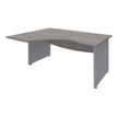 Bureau compact à gauche DUAL - L180 cm - Pieds alu - plateau imitation Chêne gris (Pieds de renfort ou caisson bout de bureau obligatoire à rajouter - non inclus)