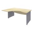 Bureau compact à gauche DUAL - L180 cm - Pieds alu - plateau imitation Erable (Pieds de renfort ou caisson bout de bureau obligatoire à rajouter - non inclus)