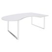 Bureau LOFTER Manager arrondi -  retour à droite - L200 cm - Plateau blanc perle - Pied blanc (Pieds de renfort obligatoire à rajouter - non inclus)