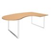Bureau LOFTER Manager arrondi -  retour à droite - L200 cm - Plateau imitation Hêtre - Pied blanc (Pieds de renfort obligatoire à rajouter - non inclus)