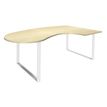 Bureau LOFTER Manager arrondi -  retour à droite - L200 cm - Plateau imitation Erable - Pied blanc (Pieds de renfort obligatoire à rajouter - non inclus)