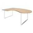 Bureau LOFTER Manager arrondi -  retour à gauche - L200 cm - Plateau imitation chêne clair - Pied blanc (Pieds de renfort obligatoire à rajouter - non inclus)