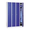 Vestiaire industrie propre monobloc 4 colonnes - H180 x L120 x P50 cm - gris/bleu