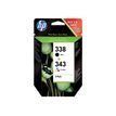884962920800-HP 338/343 - Pack de 2 - noir et 3 couleurs - cartouche d'encre originale (SD449EE)-Avant-0