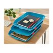 4002432126262-Leitz Cosy - 3 Corbeilles à courrier plastique - bleu-Angle droit-1
