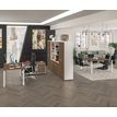 3253310153950-Bureau vague symétrique EXPRIM - L180 cm - Plateau imitation Chêne clair - Pieds carbone--1