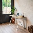 3760350280503-Bureau THEODORE  L140 - pieds blanc - plateau imitation chêne--1