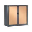 Armoire basse monobloc à rideaux GENERIC - 100 x 120 x 43 cm - anthracite/imitation hêtre