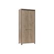 3483600448477-Armoire haute MAMBO - L80 x H187 x P46 - 2 portes - Chêne/chocolat-Angle gauche-0
