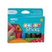 APLI kids COLOR Sticks - 6 tubes de gouache - tempéra - noir, rouge, bleu, jaune, marron, vert olive