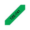Brother TZe741 - Ruban d'étiquettes auto-adhésives - 1 rouleau (18 mm x 8 m) - fond vert écriture noire 