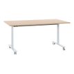 Table de réunion mobile et rabattable YES ! - 160 cm - Pieds blancs - Chêne