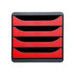 Exacompta BigBox - Module de classement 4 tiroirs - noir/rouge carmin