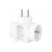 3700092250013-Wonday - Multiprise - Triplite - 2 prises 10/16A + 1 prise 6A - Blanc-Angle droit-0