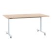 Table de réunion mobile et rabattable YES ! - 120 cm - Pieds blancs - Chêne