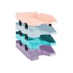0404000100522-Exacompta Combo Midi - 4 Corbeilles à courrier - couleurs pastels glossy-Angle gauche-5