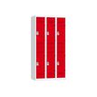 Vestiaire multicases - 3 colonnes - 6 portes - 180 x 90 x 50 cm - gris/rouge