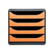 Exacompta BigBox - Module de classement 4 tiroirs - gris/orange