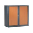 Armoire basse monobloc à rideaux GENERIC - 100 x 120 x 43 cm - anthracite/imitation merisier