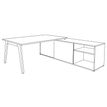 3253310163379-Bureau STEELY Manager - L180 x P100 x H72,5 cm - console retour à droite (2 tiroirs) L200 x P60 x H72,5 cm - pieds blanc - plateau imit--3