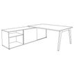 3253310163416-Bureau STEELY Manager - L180 x P100 x H72,5 cm - console retour à gauche (2 tiroirs) L200 x P60 x H72,5 cm - pieds blanc - plateau imit--3