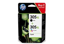 HP 305XL - Pack de 2 - noir et 3 couleurs - cartouche d