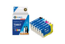 Cartouche compatible Epson T0807 Colibri - Pack de 4 - noir, cyan, magenta, jaune - G&G