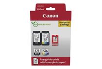 Canon PG-575/CL-576 - Pack de 2 - noir, couleur (cyan, magenta, jaune) + pack photo - cartouche d