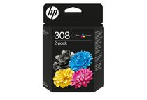 HP 308 - Pack de 2 - noir et 3 couleurs - cartouche d