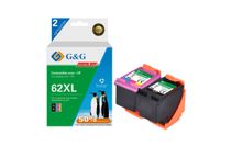 Cartouche compatible HP 62XL - Pack de 2 - noir, cyan, magenta, jaune - G&G